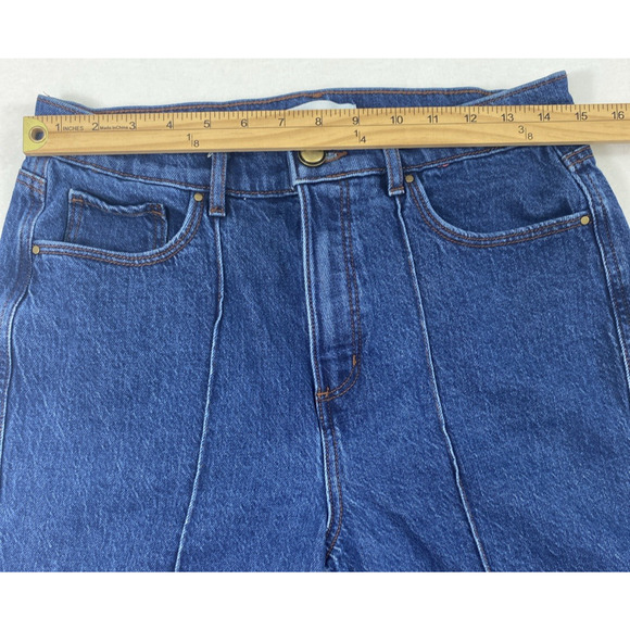 Loft Super Flare Jeans Womens Size 8 Blue Medium Wash Denim Corded High Rise - Picture 7 of 12